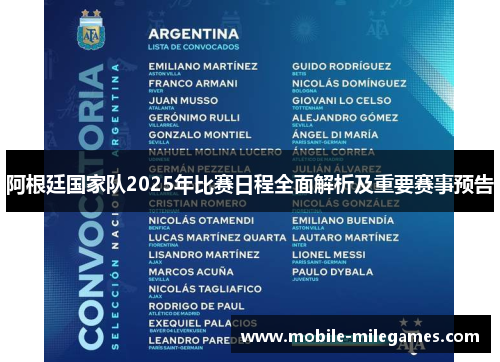 阿根廷国家队2025年比赛日程全面解析及重要赛事预告